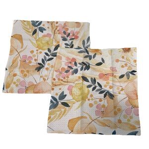 Geometry Dishcloth Textured Rag Watercolor Flowers Yellow Pink NEW